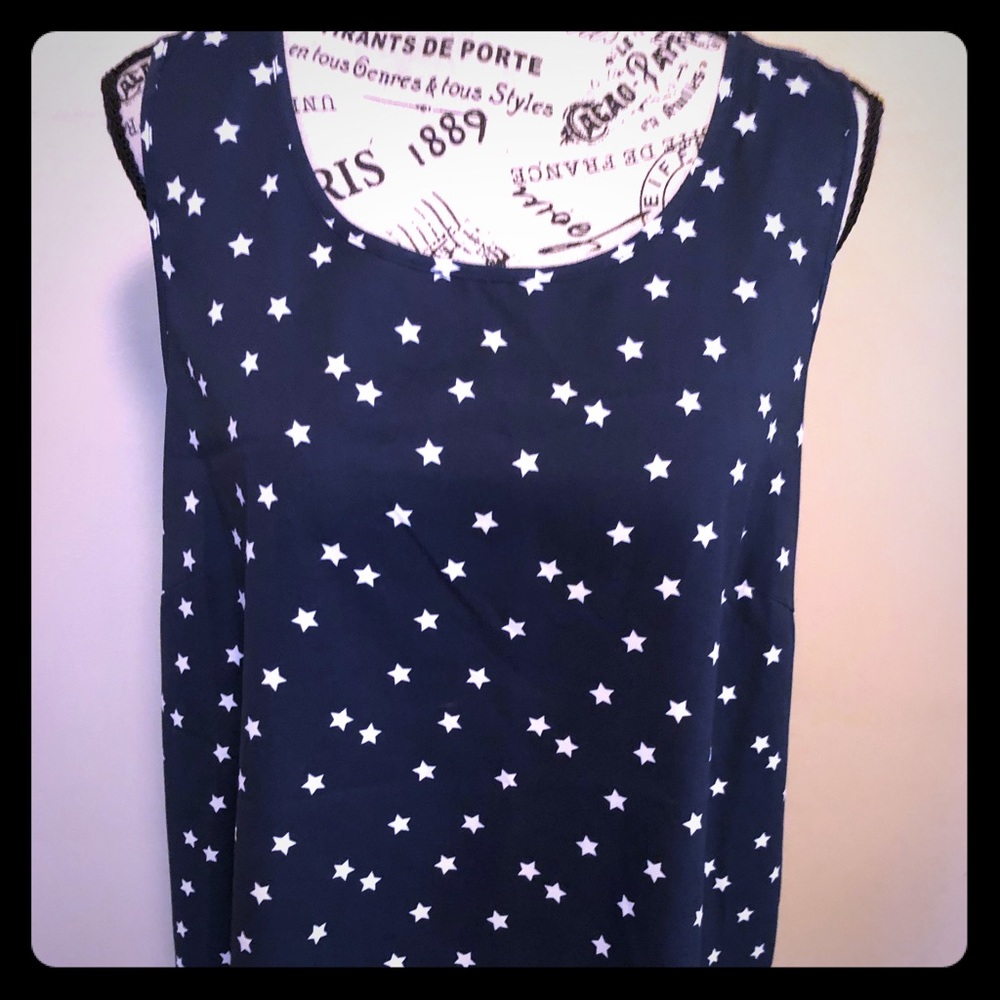 Navy/white stars high low tank sz XXL